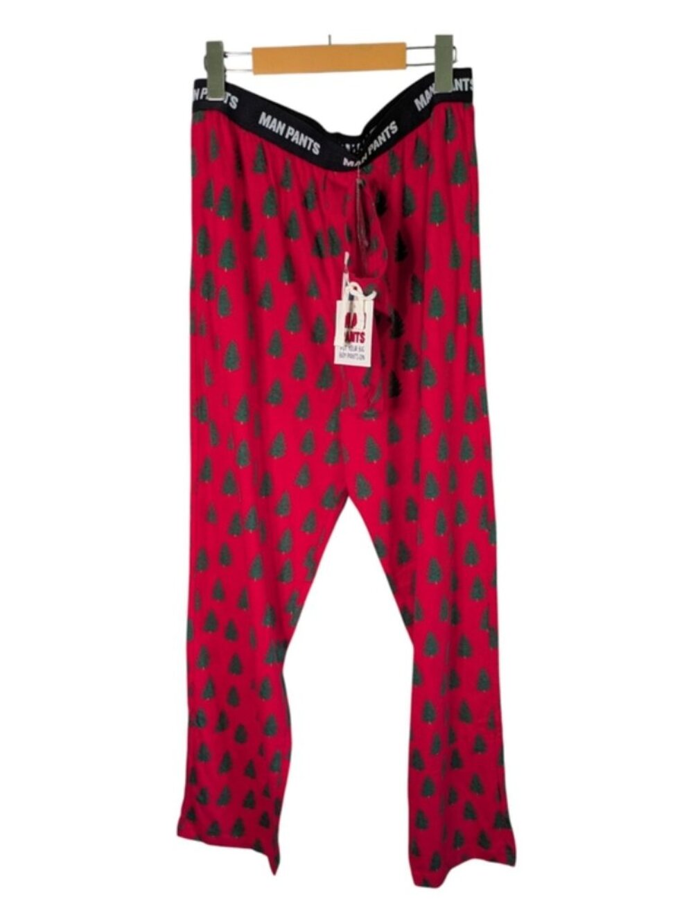 NWT Little Blue House by Hatley Men's MAN PANTS Pajama Pants, Trees On Red, Lg